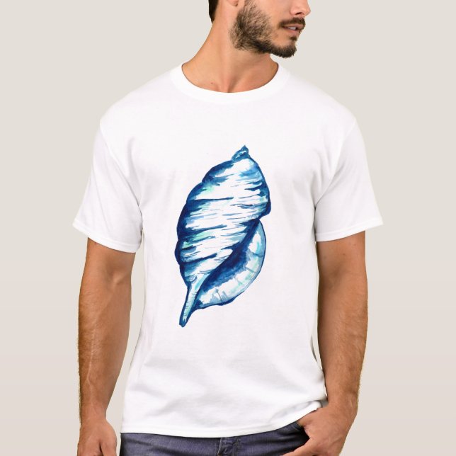 Blue Seashell Watercolor T-Shirt (Front)