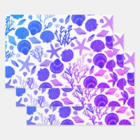 Blue Seashells and Coral Pattern Seaside Gift