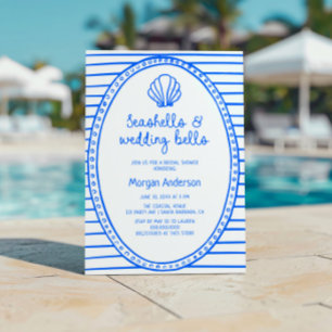 Blue Seashells and Wedding Bells Bridal Shower Invitation