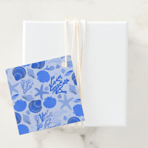 Blue Seashells Beach Colourful Cute Custom  Favour Tags