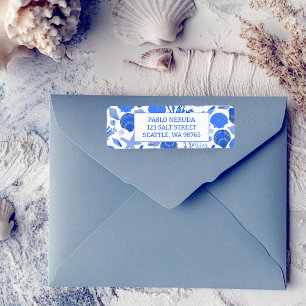 Blue Seashells Beach CUSTOM Return Address Mail