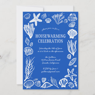 Blue Seashells Custom HOUSEWARMING PARTY Invitation