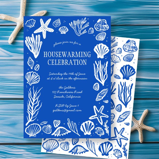 Blue Seashells Custom HOUSEWARMING PARTY Invitation (Blue Seashells Custom HOUSEWARMING PARTY Invitation
)