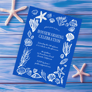Blue Seashells Custom HOUSEWARMING PARTY Postcard