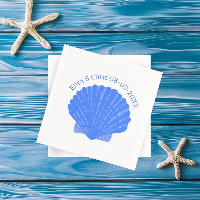Blue Seashells CUSTOM Wedding Engagement Napkin (Blue Seashells CUSTOM Wedding Engagement Napkins
)