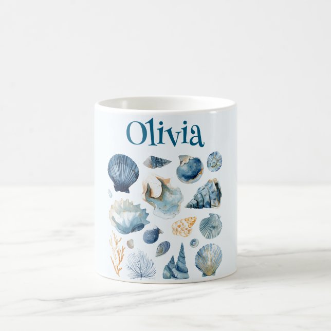 Blue Seashells Mug | Custom Name (Center)