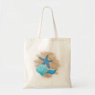 Blue Seashells on the Beach Tote Bag