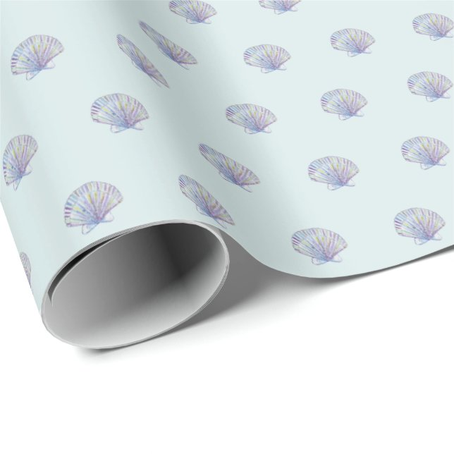 Blue Seashells Wrapping Paper (Roll Corner)