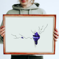 Blue seaside shell art ivory collage Japandi