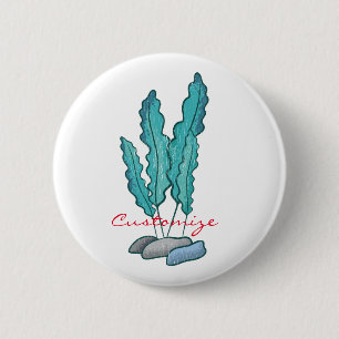 Blue Seaweed Algae Thunder_Cove 2 Inch Round Button