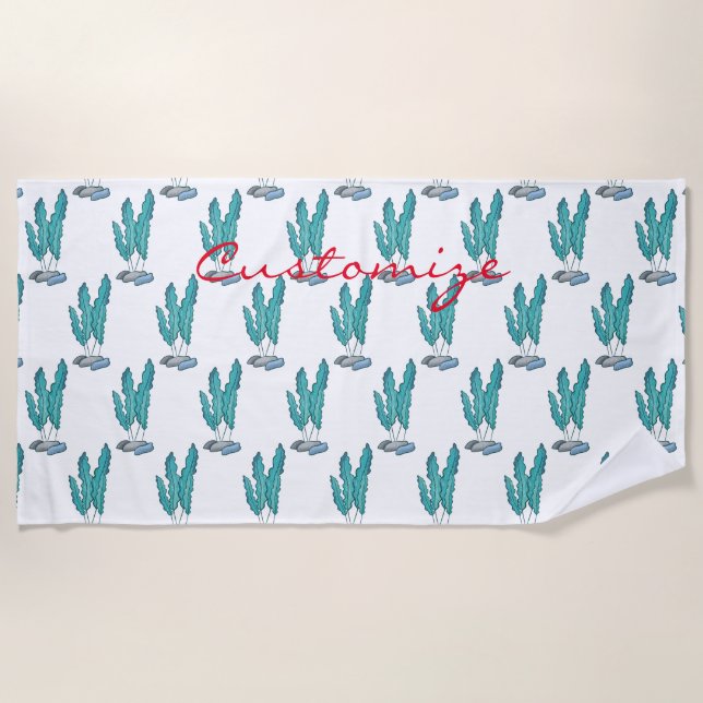 Blue Seaweed Algae Thunder_Cove Beach Towel (Front)