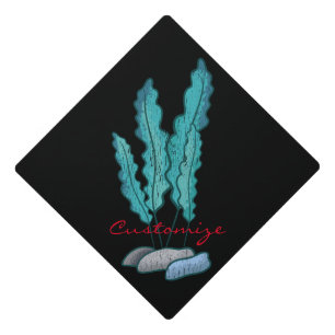 Blue Seaweed Algae Thunder_Cove Graduation Cap Topper