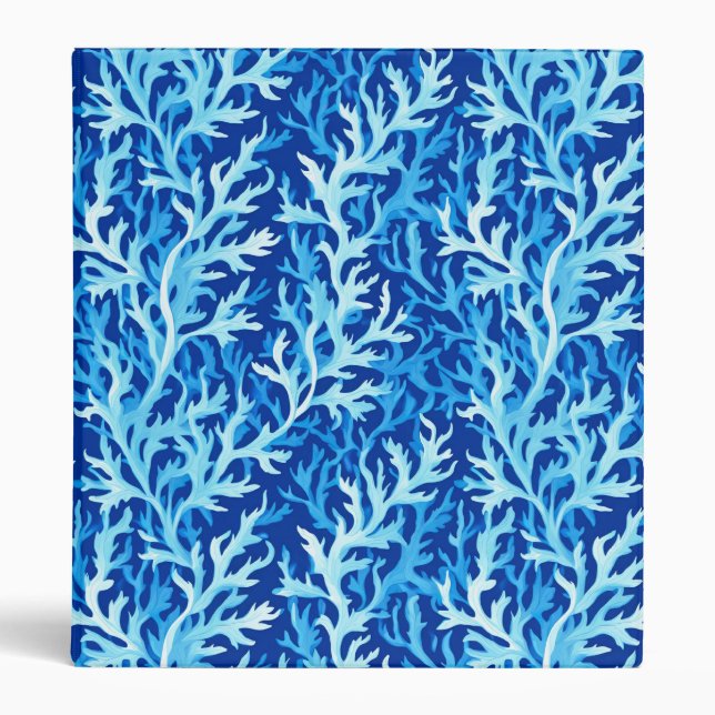 Blue Seaweed Coastal Textile Pattern Binder (Front)