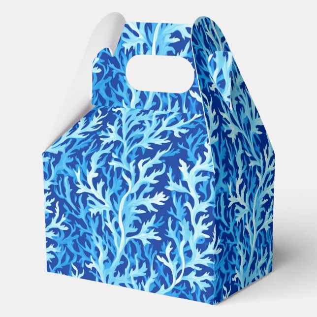 Blue Seaweed Coastal Textile Pattern Favor Box (Front)