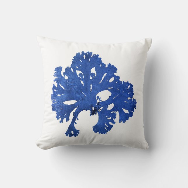 Blue Seaweed no. 9 Nautical art decor Throw Pillow (Front)