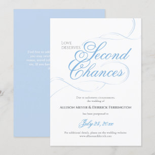 Blue Second Chances Wedding Postponement Invitation
