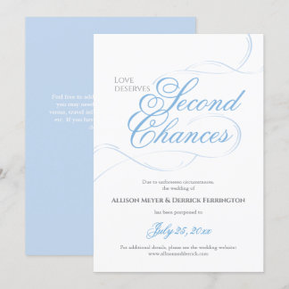 Blue Second Chances Wedding Postponement Invitation