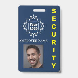 Blue Security Guard Employee ID Logo and Photo Badge