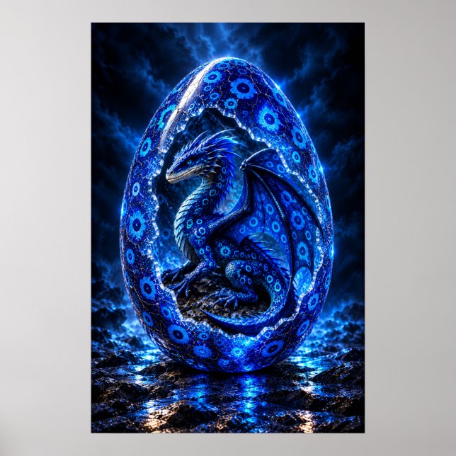 Blue Seeker Dragon Egg Poster (Front)