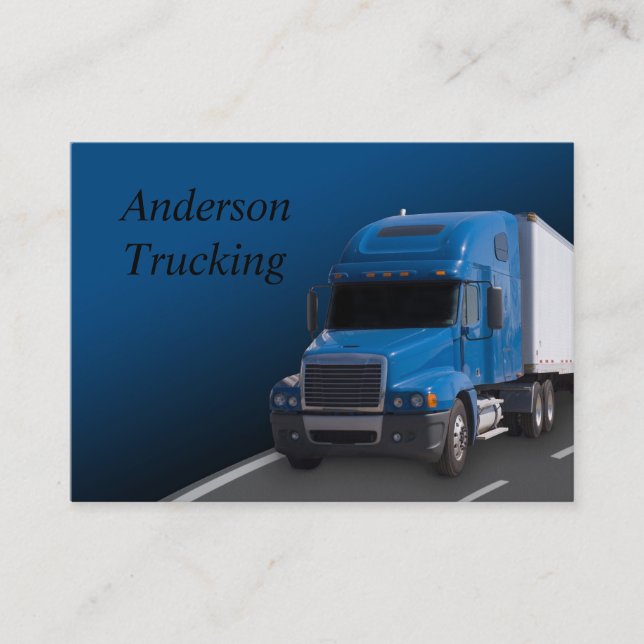 Blue Semi With Trailer, Business Card (Front)