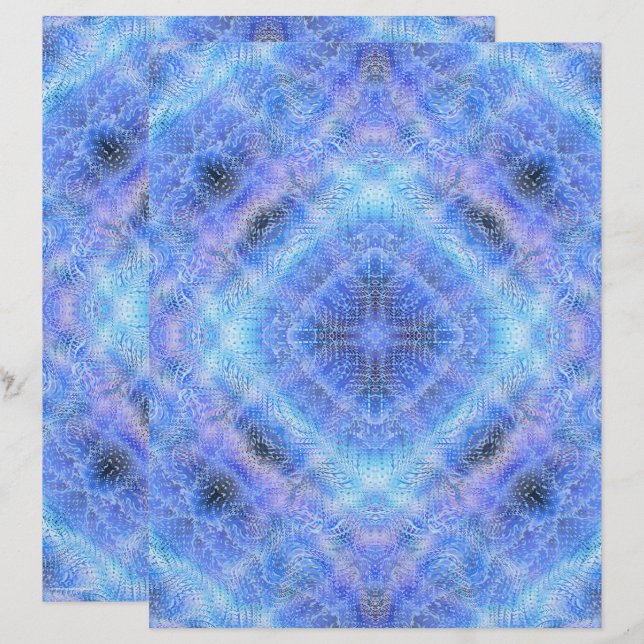 Blue Serene Garden Scrapbook Paper 2-Sided Page (Front/Back)