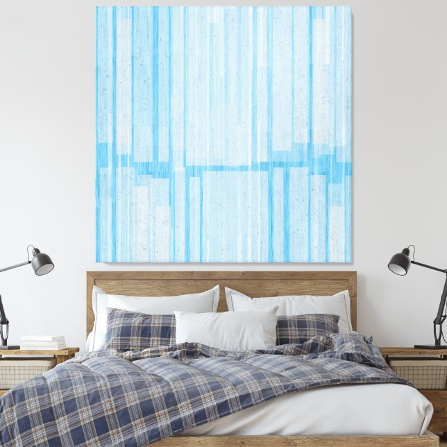 Blue Serenity Vertical Abstract Canvas (Insitu(Bedroom))