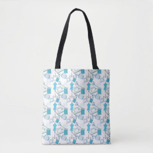 Blue Sewing Theme Quilters Seamstress Tote Bag