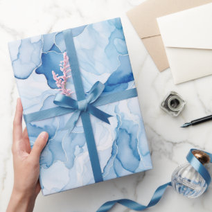 Blue Shades Abstract Bridal Shower Wrapping Paper