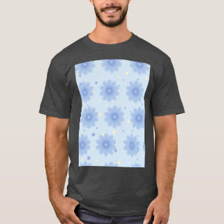 Blue shades blend flowers with polka dot backgroun T-Shirt