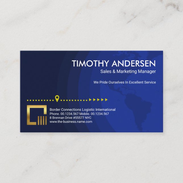 Blue Shades Globe Location Direction Marketing Business Card (Front)