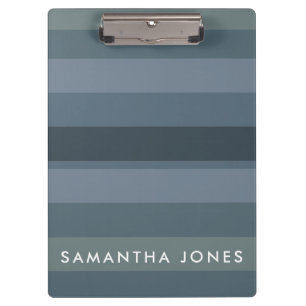 Blue Shades Ombre Simple Stripe Personalize Name Clipboard