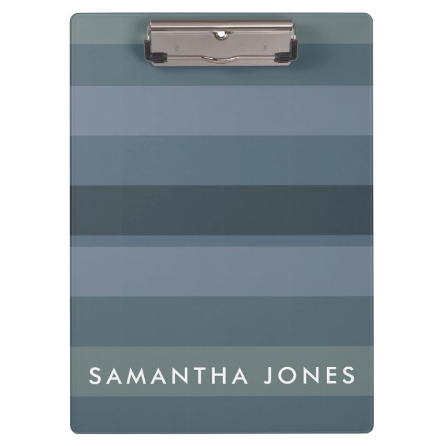 Blue Shades Ombre Simple Stripe Personalize Name Clipboard (Front)