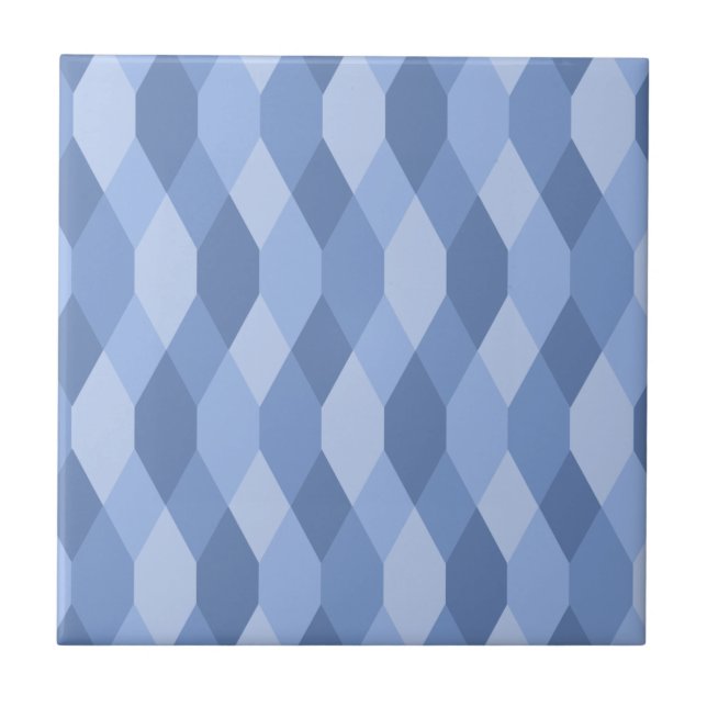 Blue Shades Rhombus And Hexagon Pattern Tile (Front)