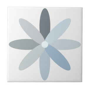 Blue Shades Simple Flower Design Ceramic Tile
