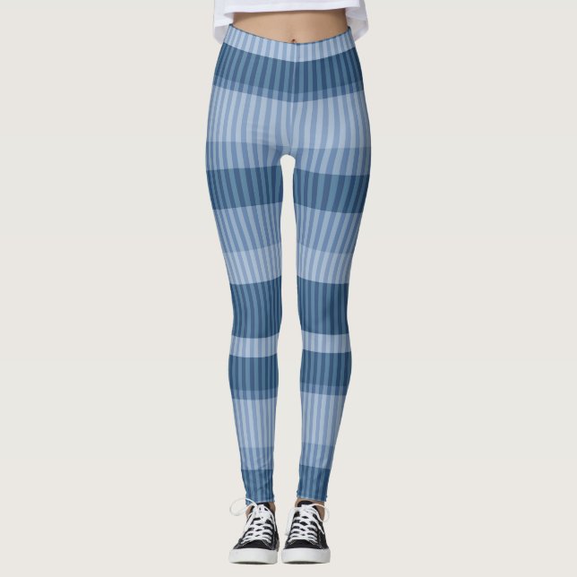 blue shades striped vertical pattern leggings (Front)