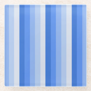 Blue shadow stripes glass coaster