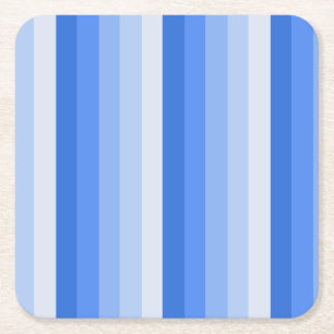 Blue shadow stripes square paper coaster