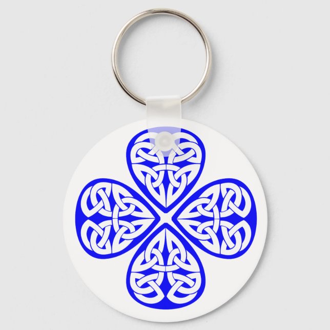 blue shamrock celtic knot keychain (Front)