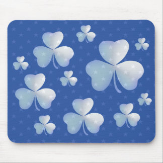 Blue shamrock  with stars - mousepad