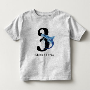 Blue shark 3rd Birthday name age child's Toddler T-shirt