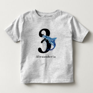 Blue shark 3rd Birthday name age child's Toddler T-shirt