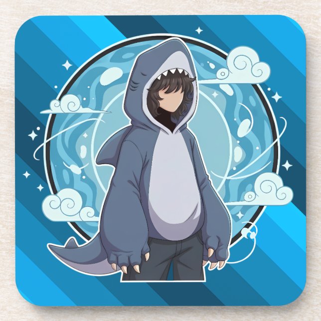 Blue Shark Boy Anime Art Coaster (Front)