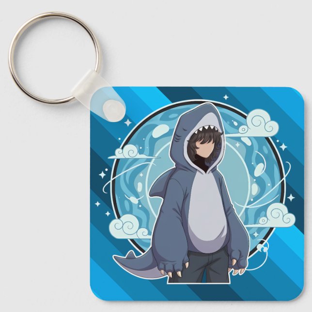 Blue Shark Boy Anime Art Keychain (Front)
