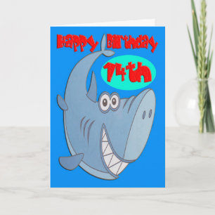 Blue Shark Fourteenth Birthday Card
