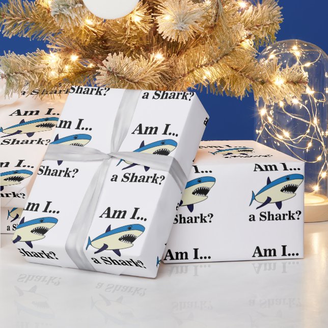 Blue Shark Funny Wrapping Paper (Holidays)