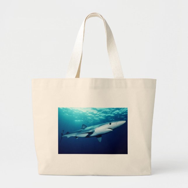 Blue Shark Large Tote Bag (Front)