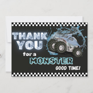 Blue Shark Monster Truck Thank You Note Card