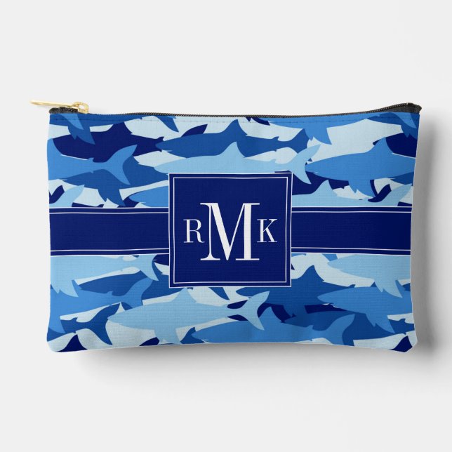 Blue Shark Pattern Accessory Pouch (Front)