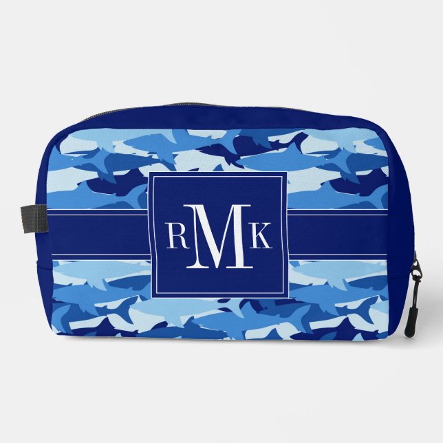 Blue Shark Pattern Dopp Kit (Front)