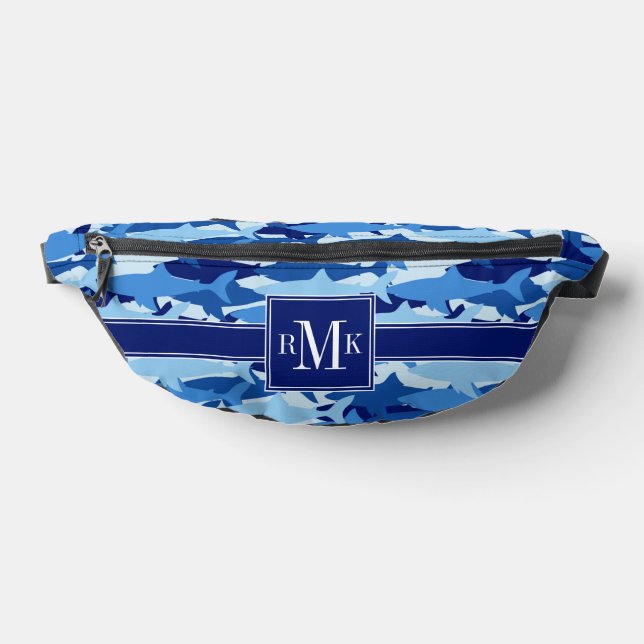 Blue Shark Pattern Fanny Pack (Lay Down)